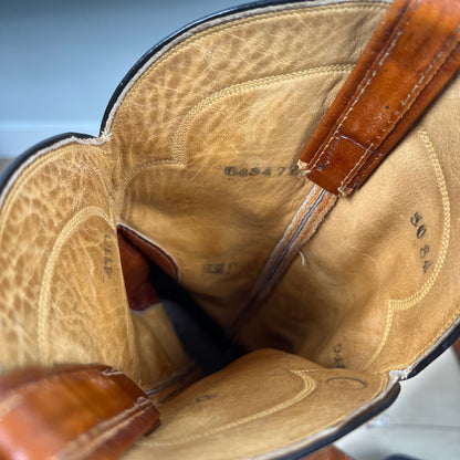 80s Dark Tan Leather Cowboy Boots- M's 9, W's 10.5