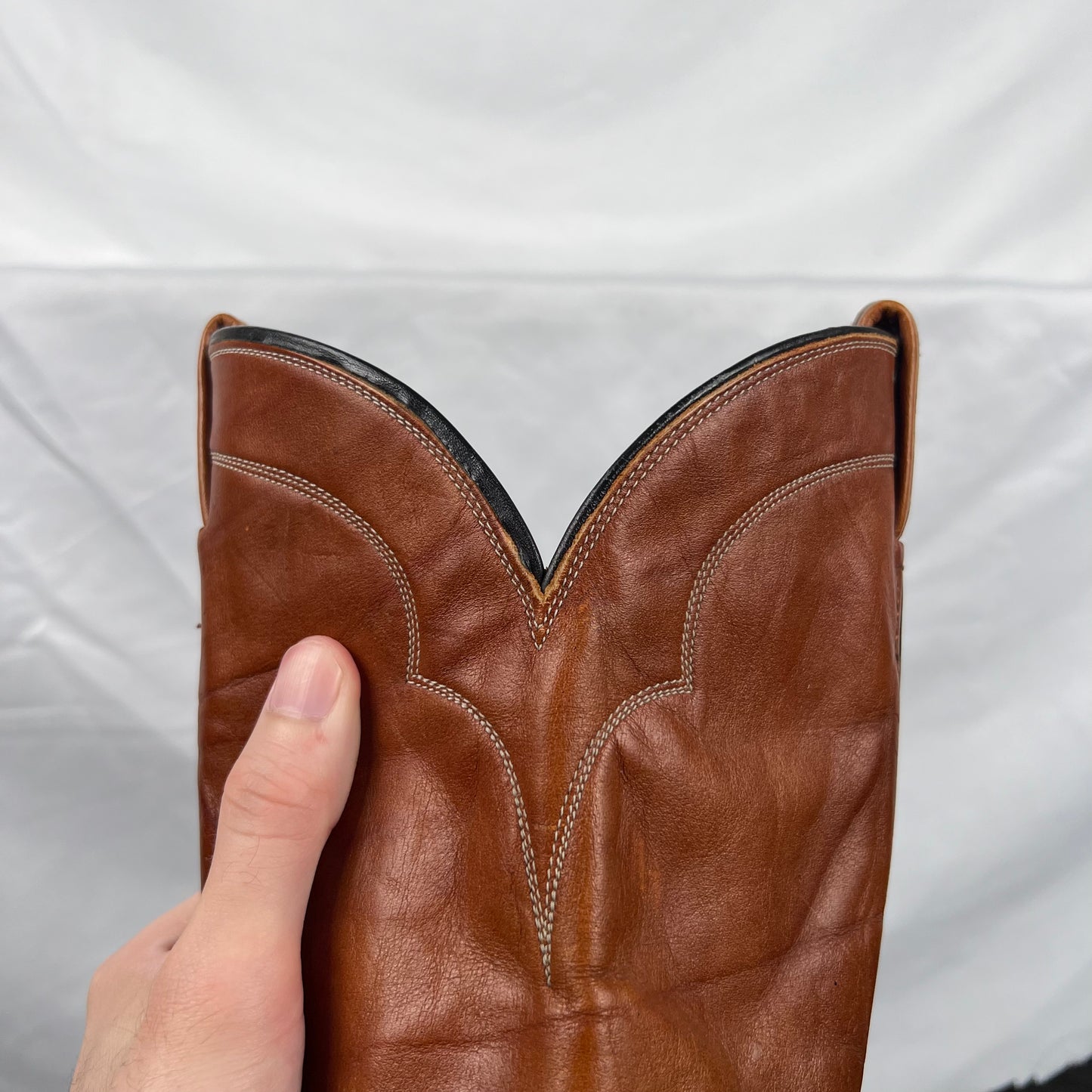 80s Dark Tan Leather Cowboy Boots- M's 9, W's 10.5