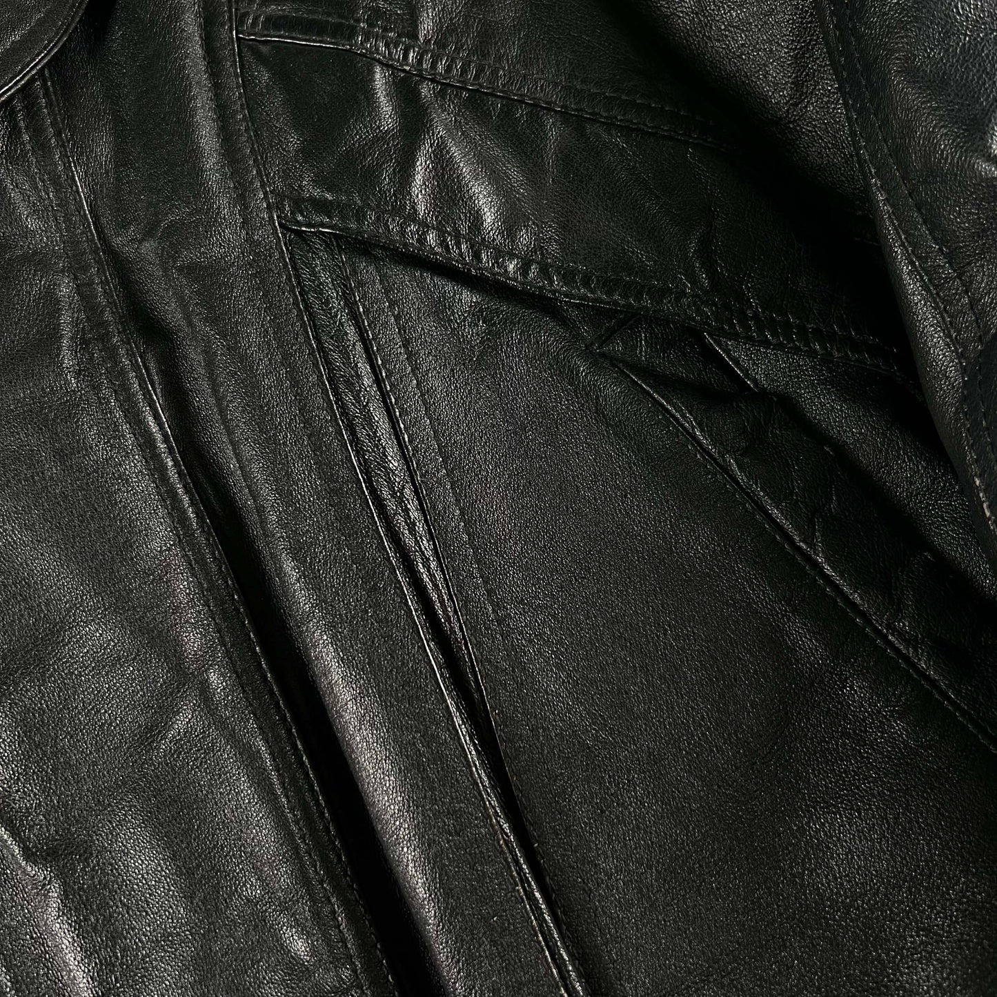 90s Wilsons Black Leather Blazer Collar Bomber Jacket- L