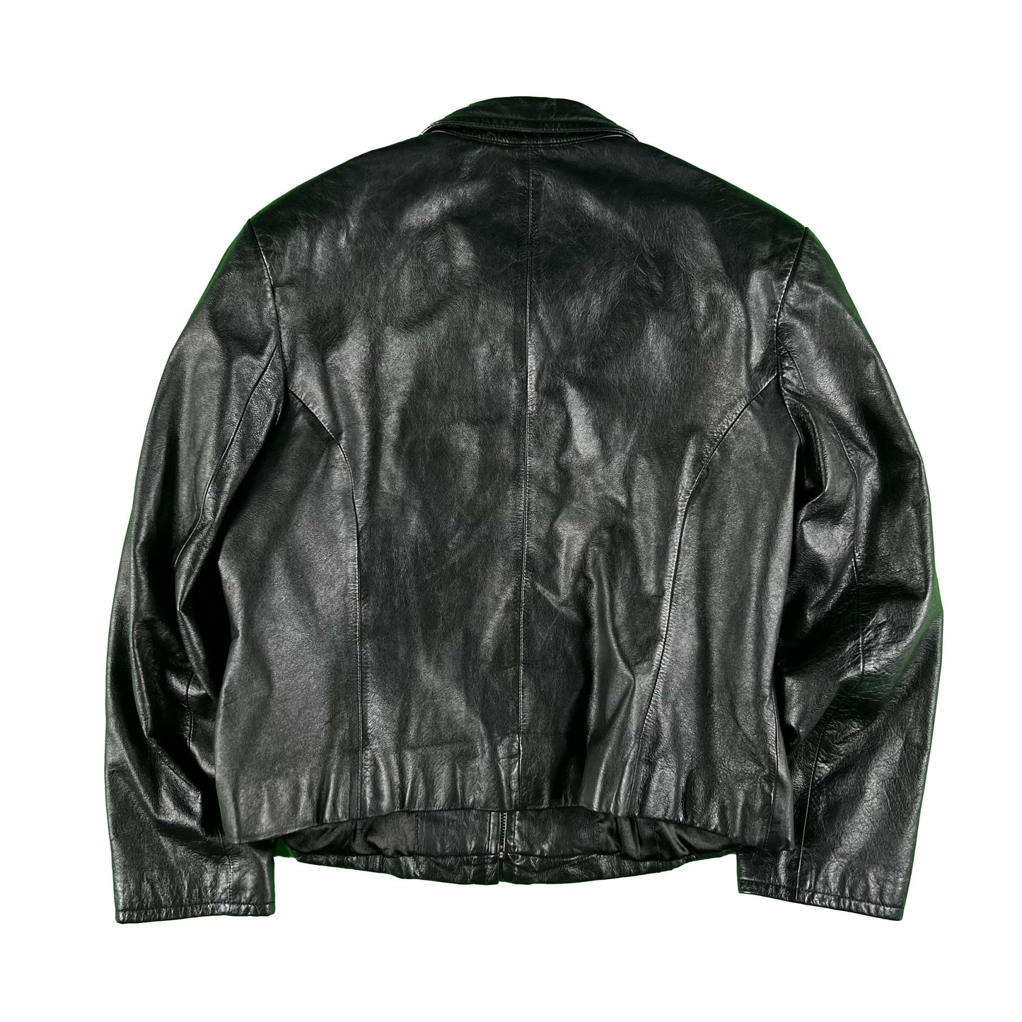 90s Black Wilson's Cafe Racer Leather Jacket- S