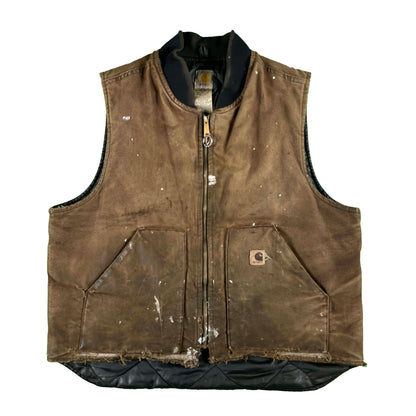 00s Carhartt Faded Brown Canvas Work Vest- XL