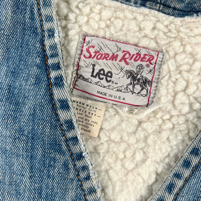 70s Lee Storm Rider Sherpa Lined Denim Vest- M