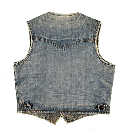 70s Lee Storm Rider Sherpa Lined Denim Vest- M