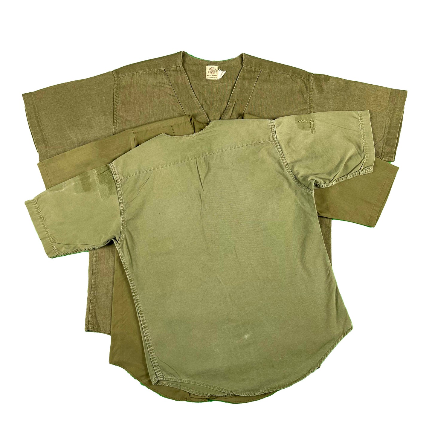 50s-70s Boy Scouts Olive Green Swooped Collar Uniform Top- SELECT SIZE