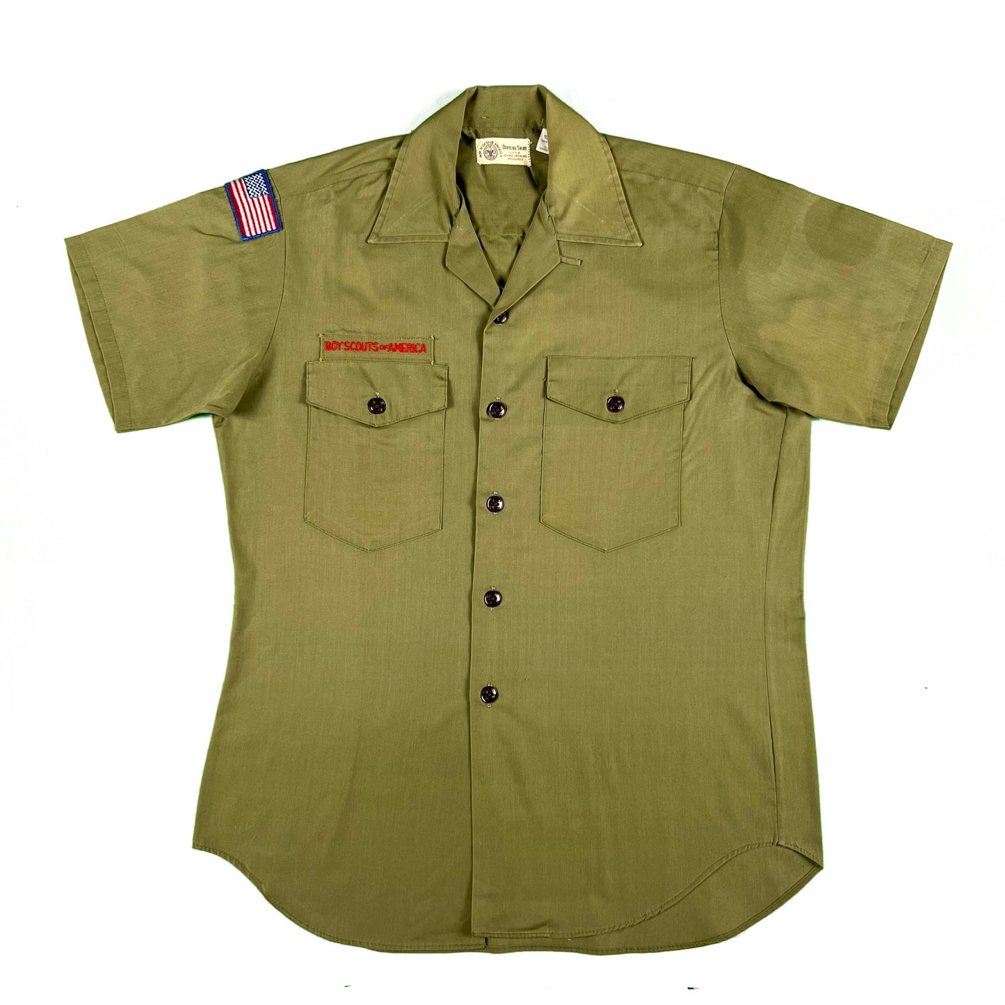 60s Boy Scouts Olive Green Loop Collar Uniform Top- SELECT SIZE