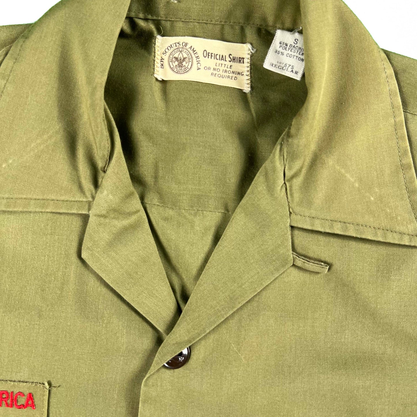 60s Boy Scouts Olive Green Loop Collar Uniform Top- SELECT SIZE