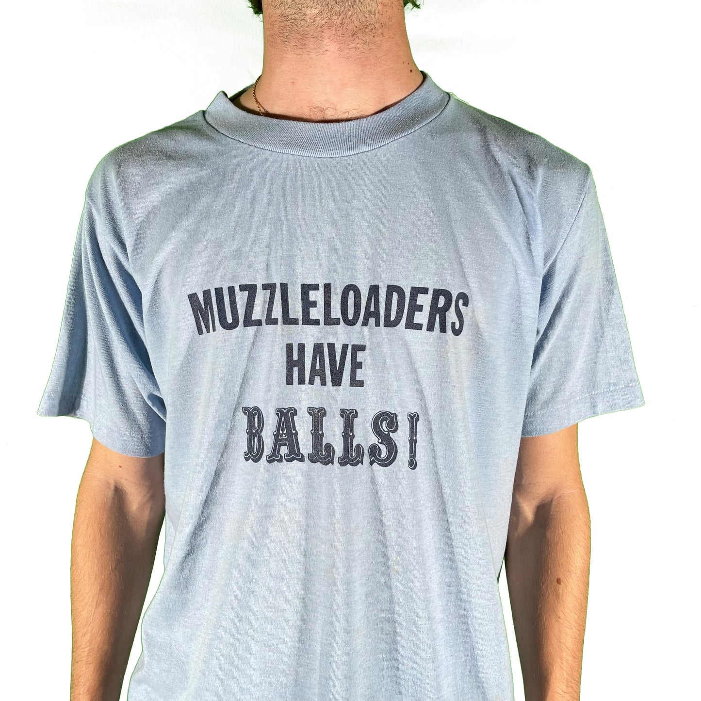 80s 'Muzzleloaders Have Balls' Script Tee- L