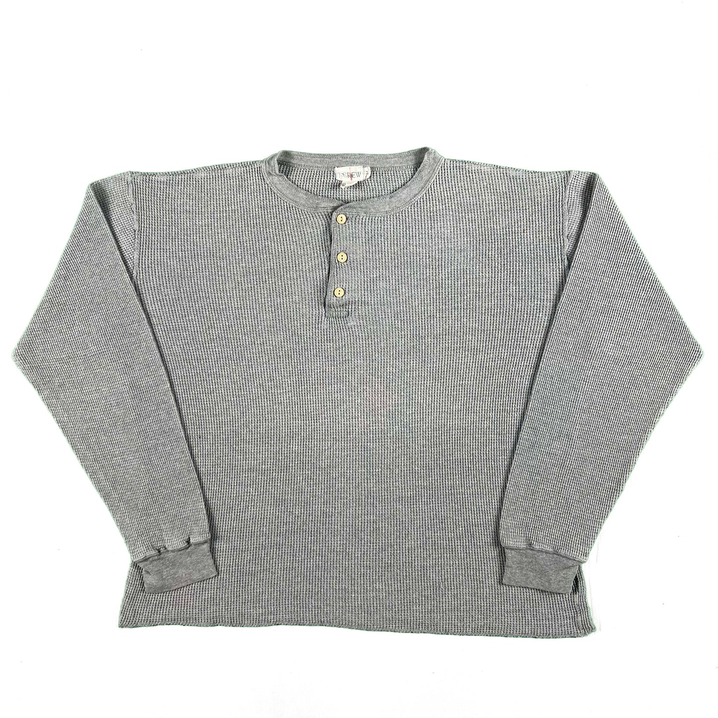 90s J.Crew Waffle Knit Henley Thermal Shirt- M