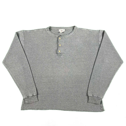 90s J.Crew Waffle Knit Henley Thermal Shirt- M