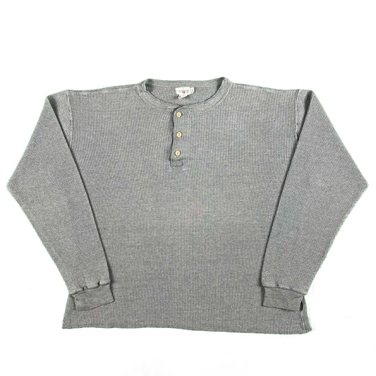 90s J.Crew Waffle Knit Henley Thermal Shirt- M