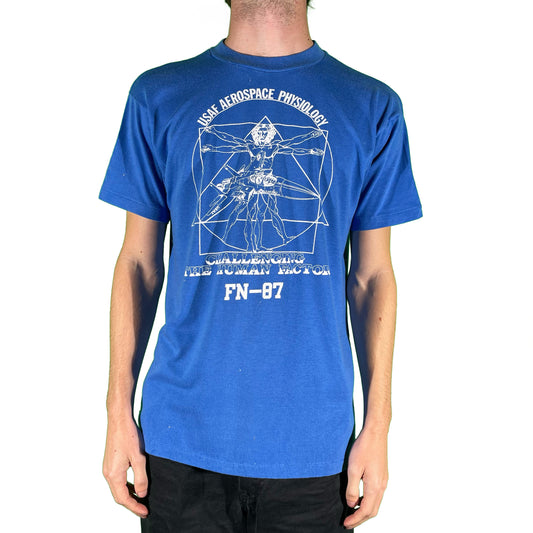 80s USAF Aerospace Vitruvian Man Tee- L