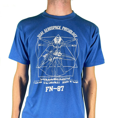 80s USAF Aerospace Vitruvian Man Tee- L