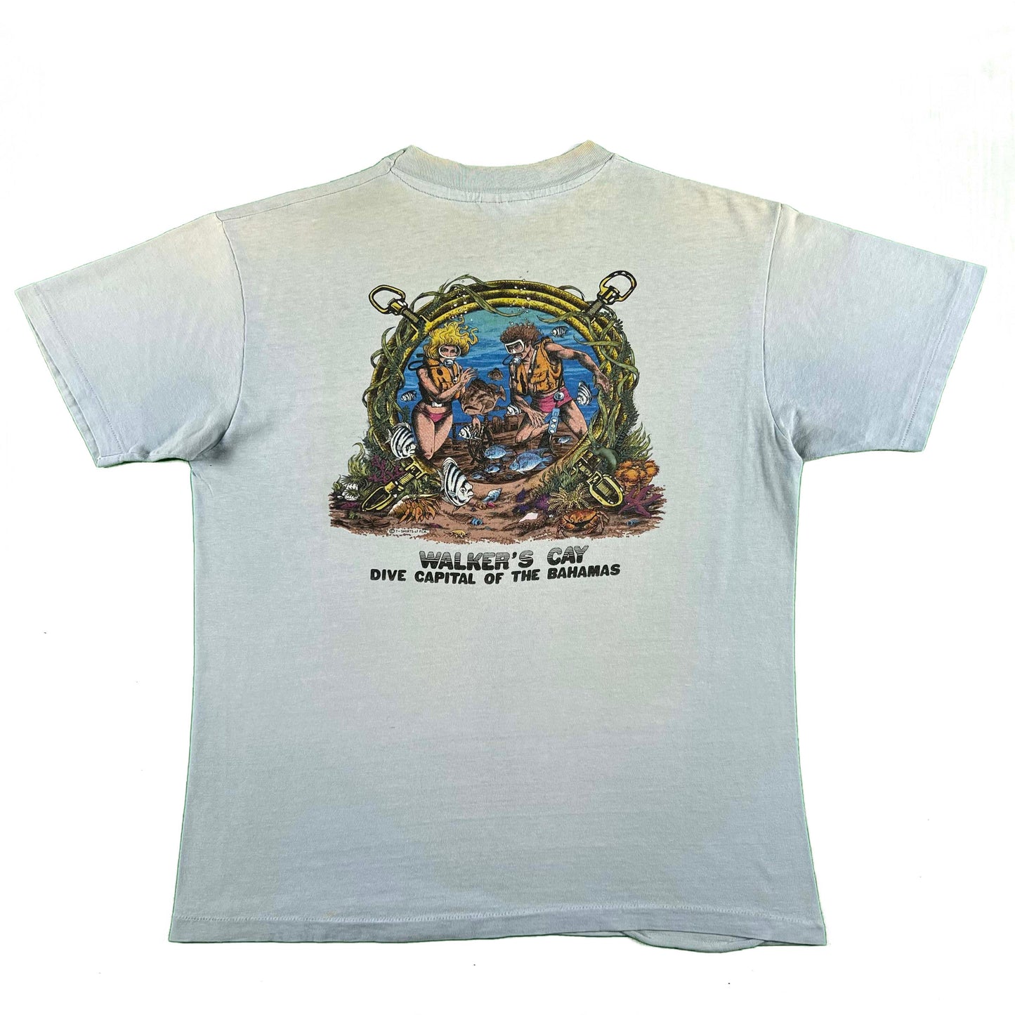 80s Dive Capital of the Bahamas Pocket Tee- L