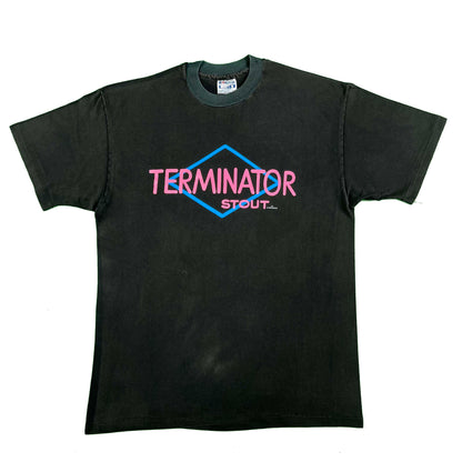 90s Faded Two Tone Black Terminator Stout Tee- L