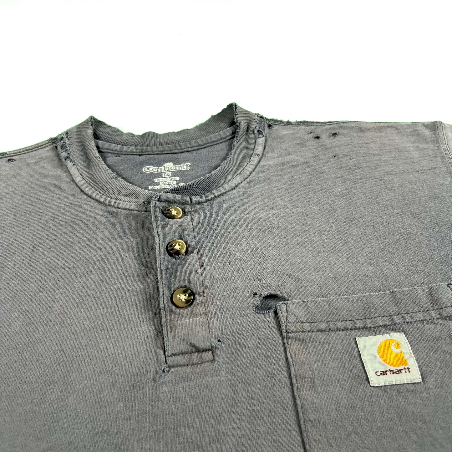 Perfectly Thrashed Carhartt Henley Pocket Tee- M