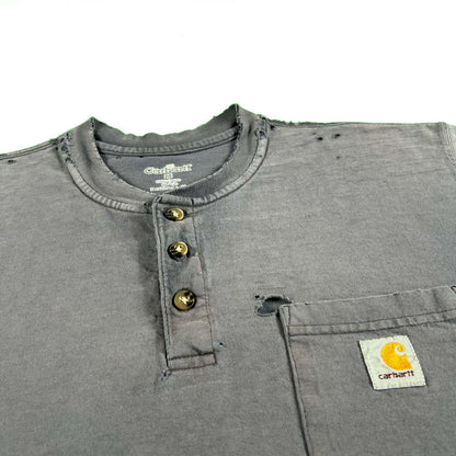 Perfectly Thrashed Carhartt Henley Pocket Tee- M