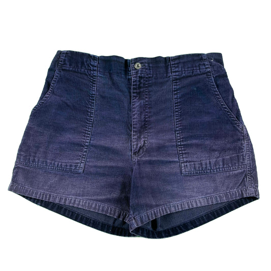 90s Sun Faded Navy Blue Corduroy Shorts- 33x4