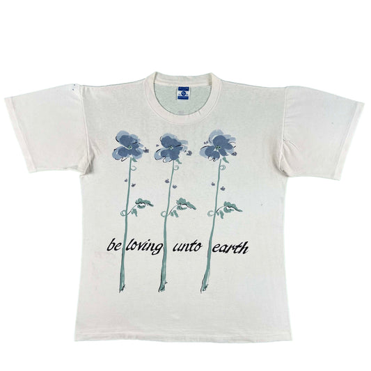90s Floral 'be loving unto earth' Tee- L
