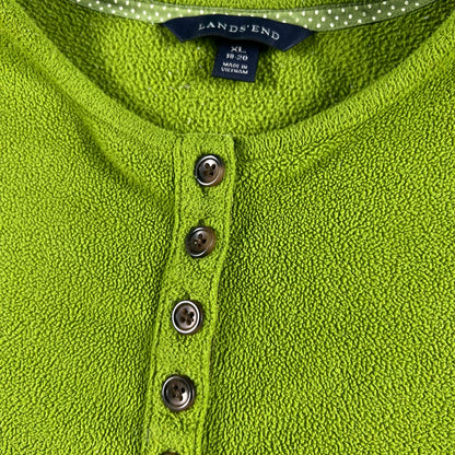 00s Lands' End Green Apple Fleece Henley- M