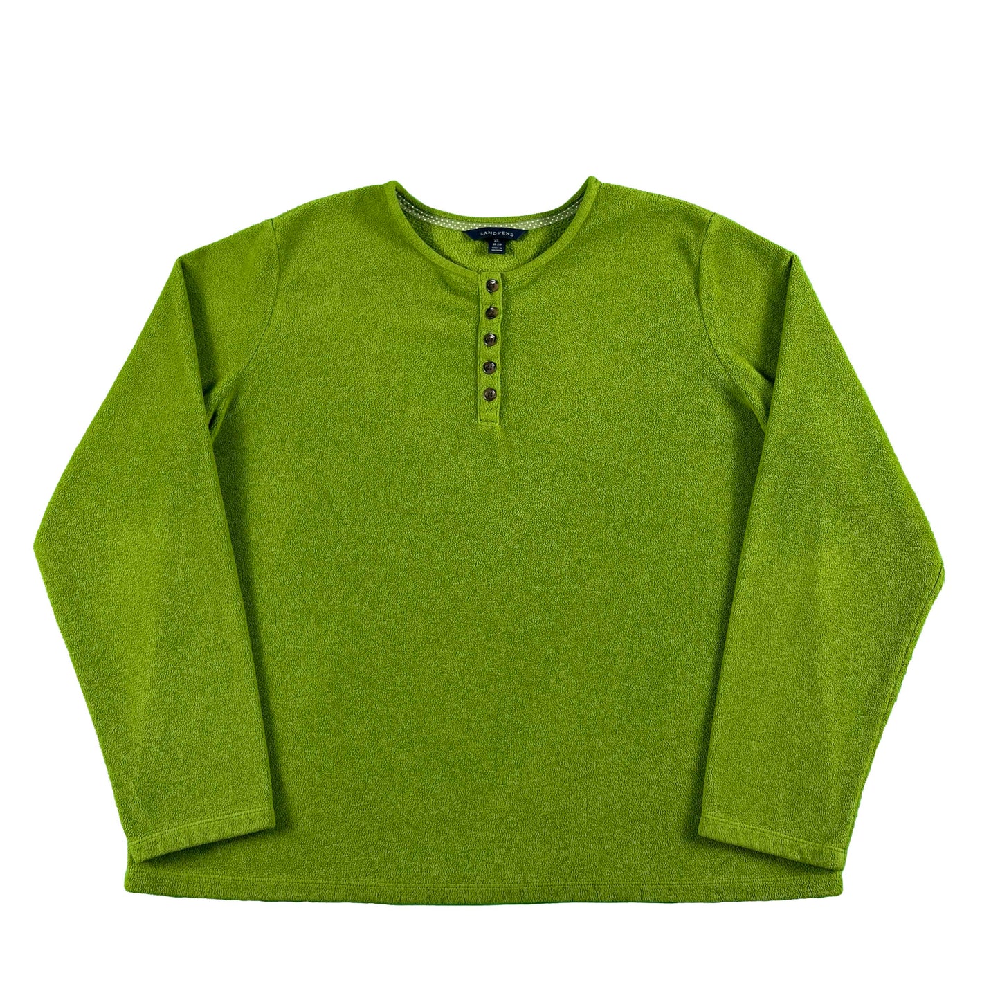 00s Lands' End Green Apple Fleece Henley- M