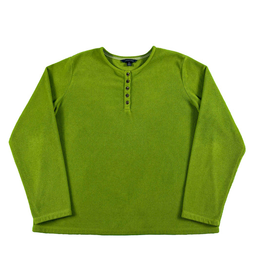 00s Lands' End Green Apple Fleece Henley- M