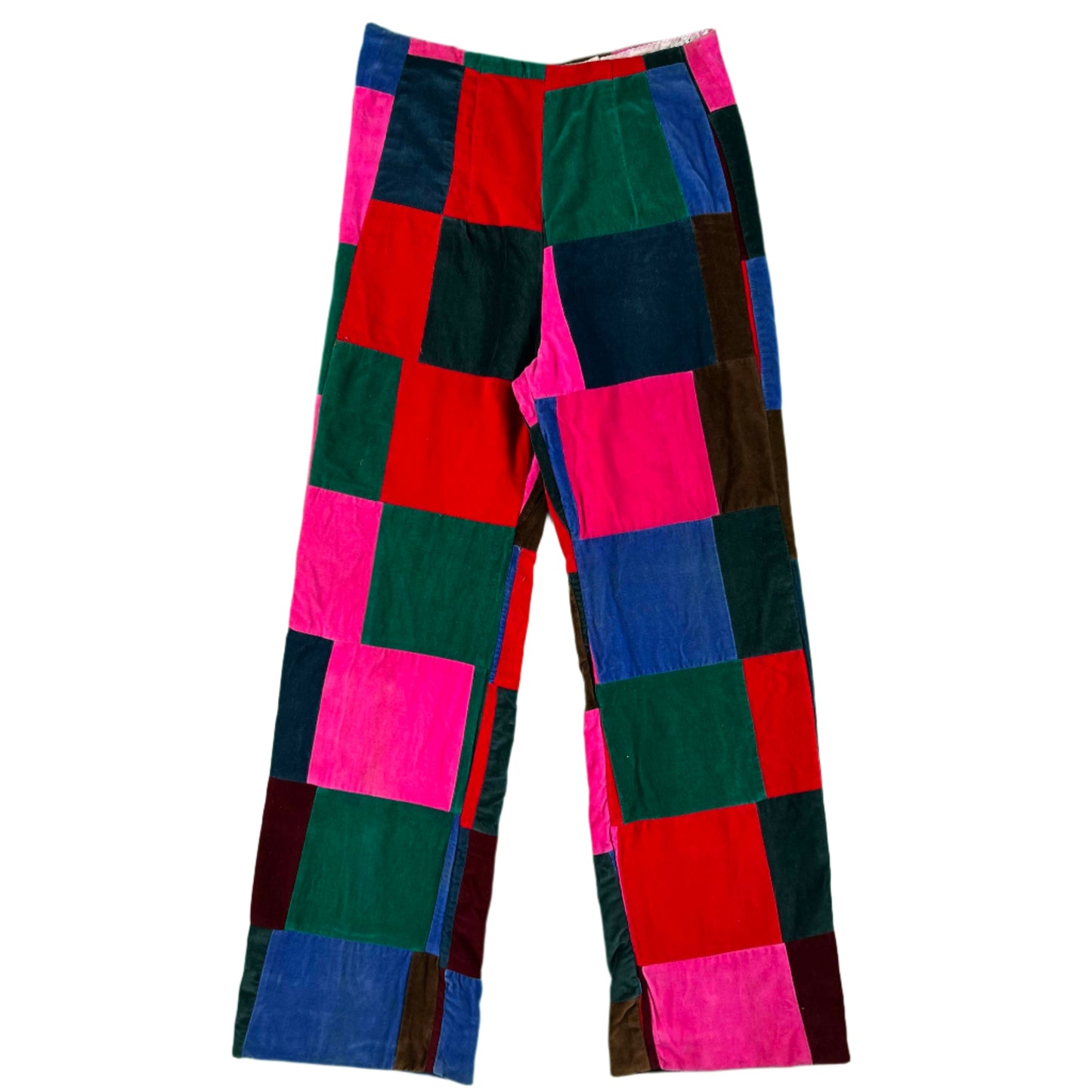 70s Patchwork Velour Flares- 26x28