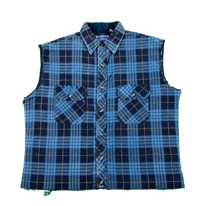 90s Cut Off Quilted Flannel Vest- L