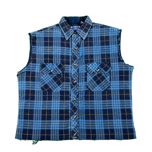 90s Cut Off Quilted Flannel Vest- L