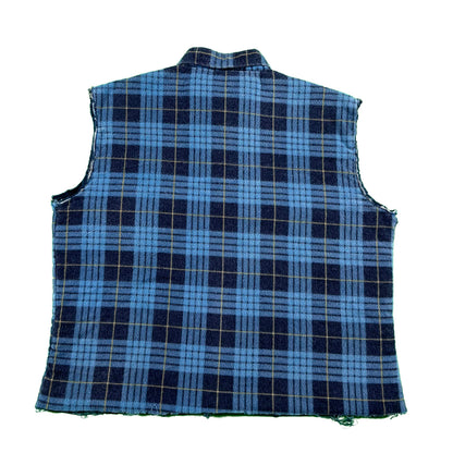 90s Cut Off Quilted Flannel Vest- L