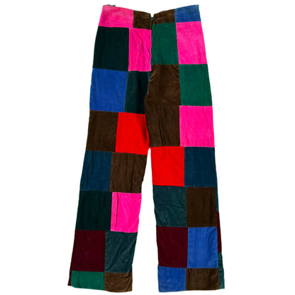 70s Patchwork Velour Flares- 26x28