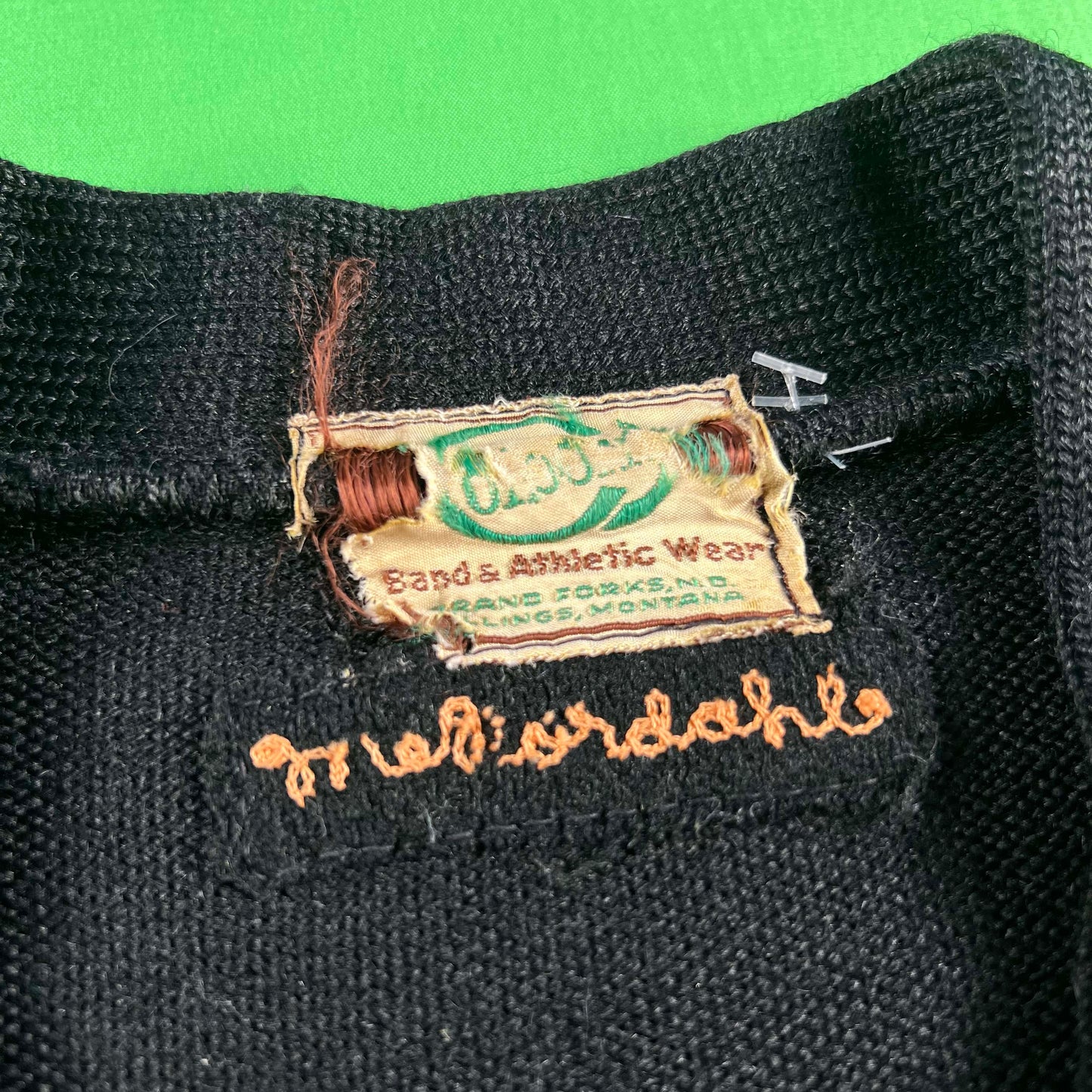 50s Nicely Distressed Black & Orange Varsity Cardigan- S