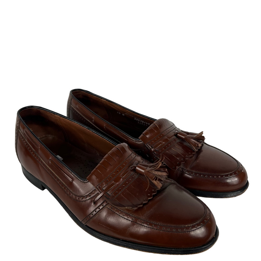 90s Brown Leather Tassel Loafers- M's 10, W's 11.5