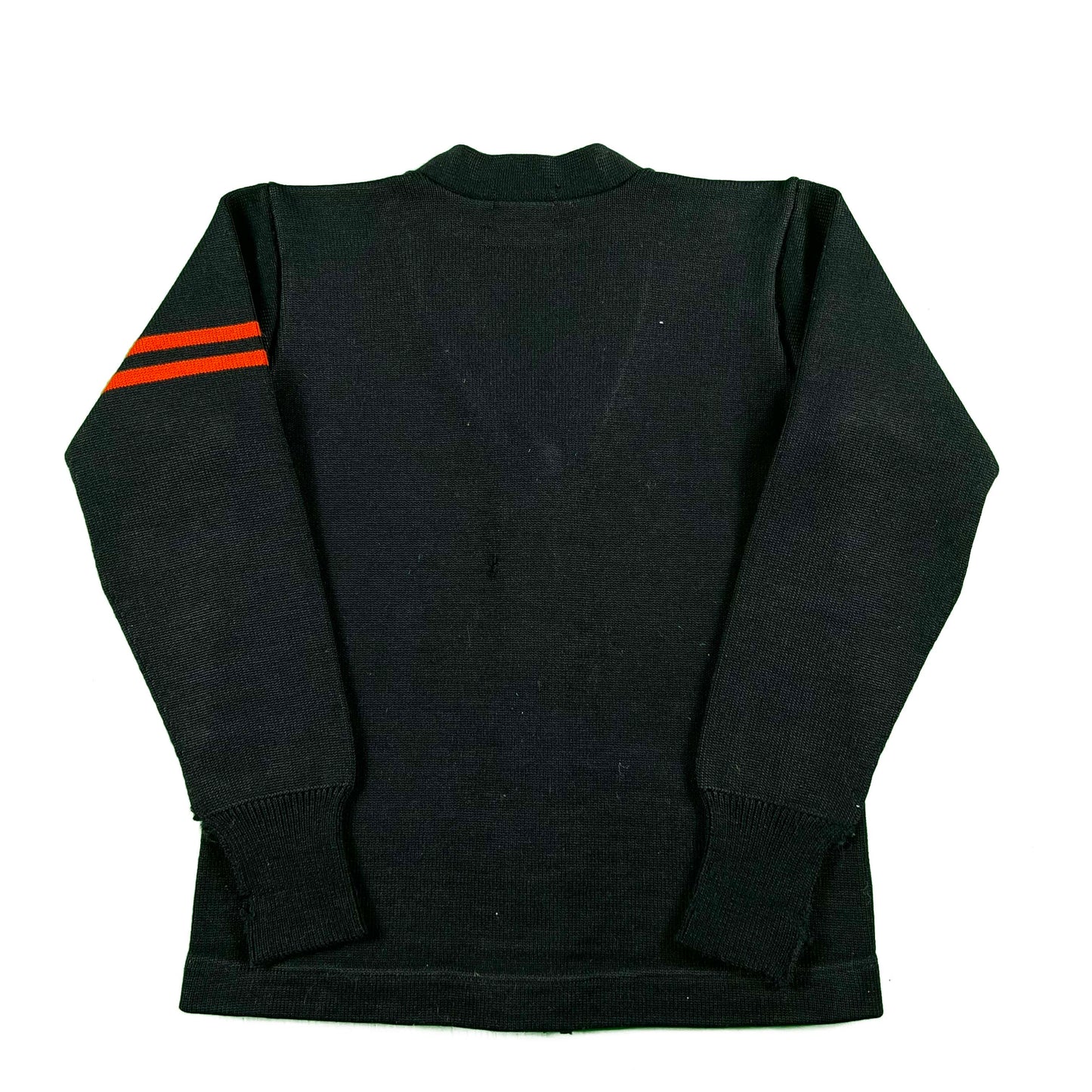 50s Nicely Distressed Black & Orange Varsity Cardigan- S