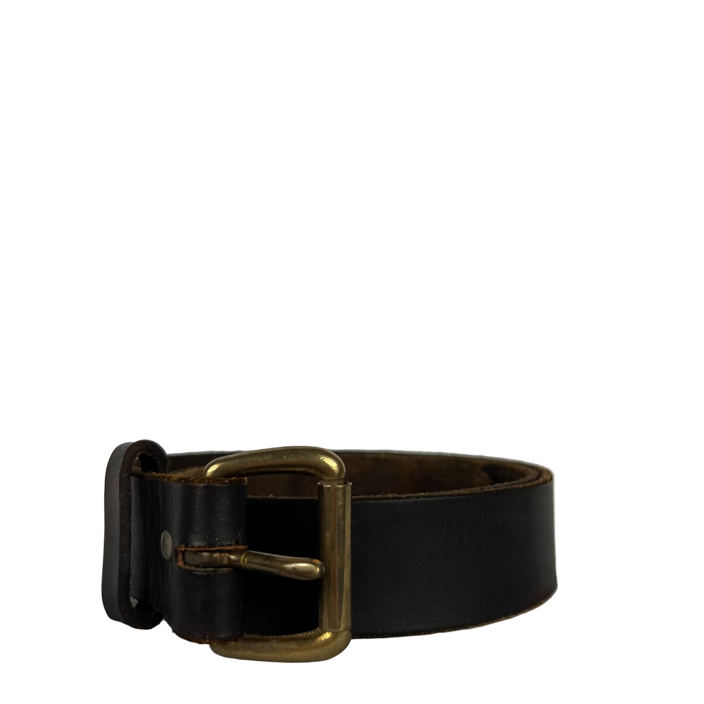 70s Black/Brown Leather Belt- 34"-40"