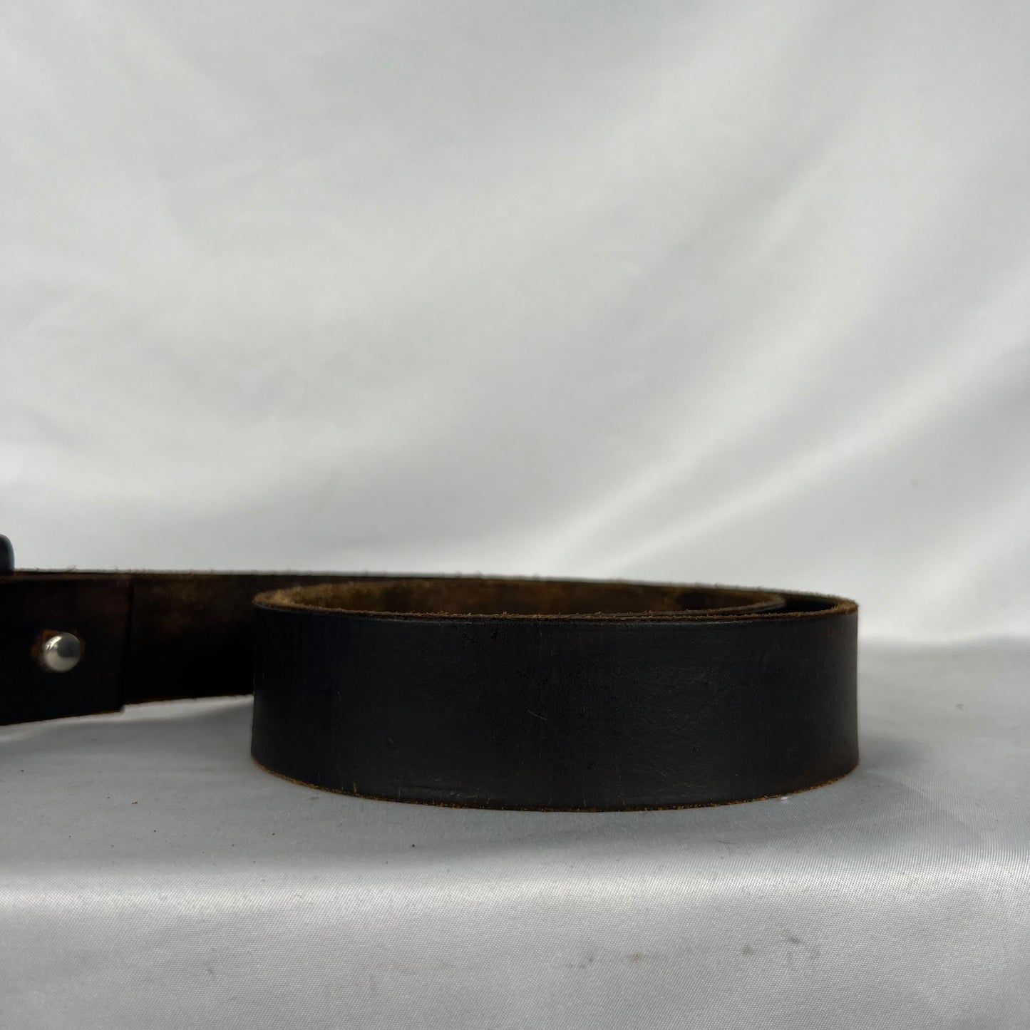 70s Black/Brown Leather Belt- 34"-40"