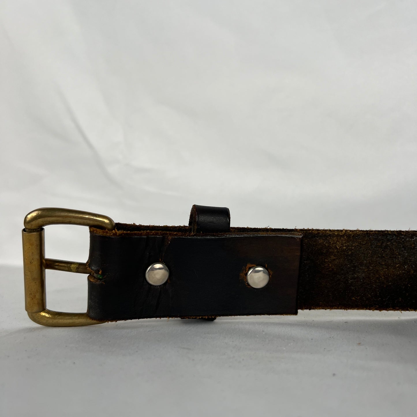 70s Black/Brown Leather Belt- 34"-40"
