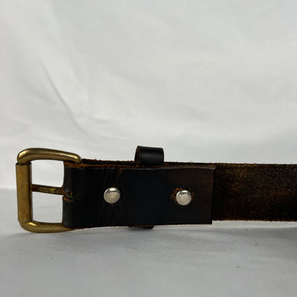 70s Black/Brown Leather Belt- 34"-40"