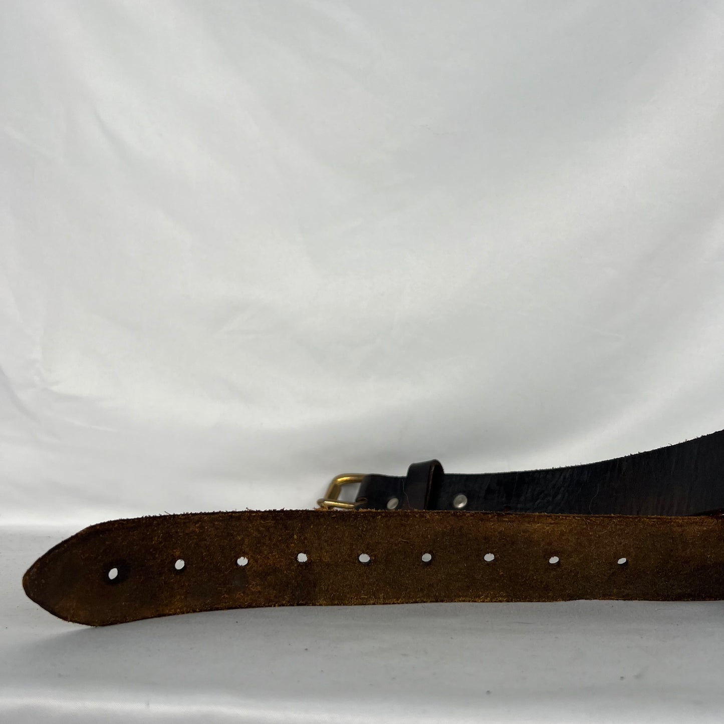 70s Black/Brown Leather Belt- 34"-40"