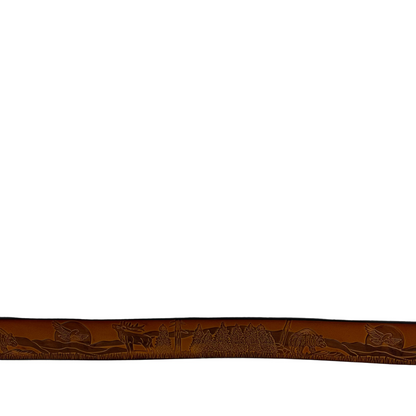 Nature Embellished Dark Tan Leather Belt- 36"-40"