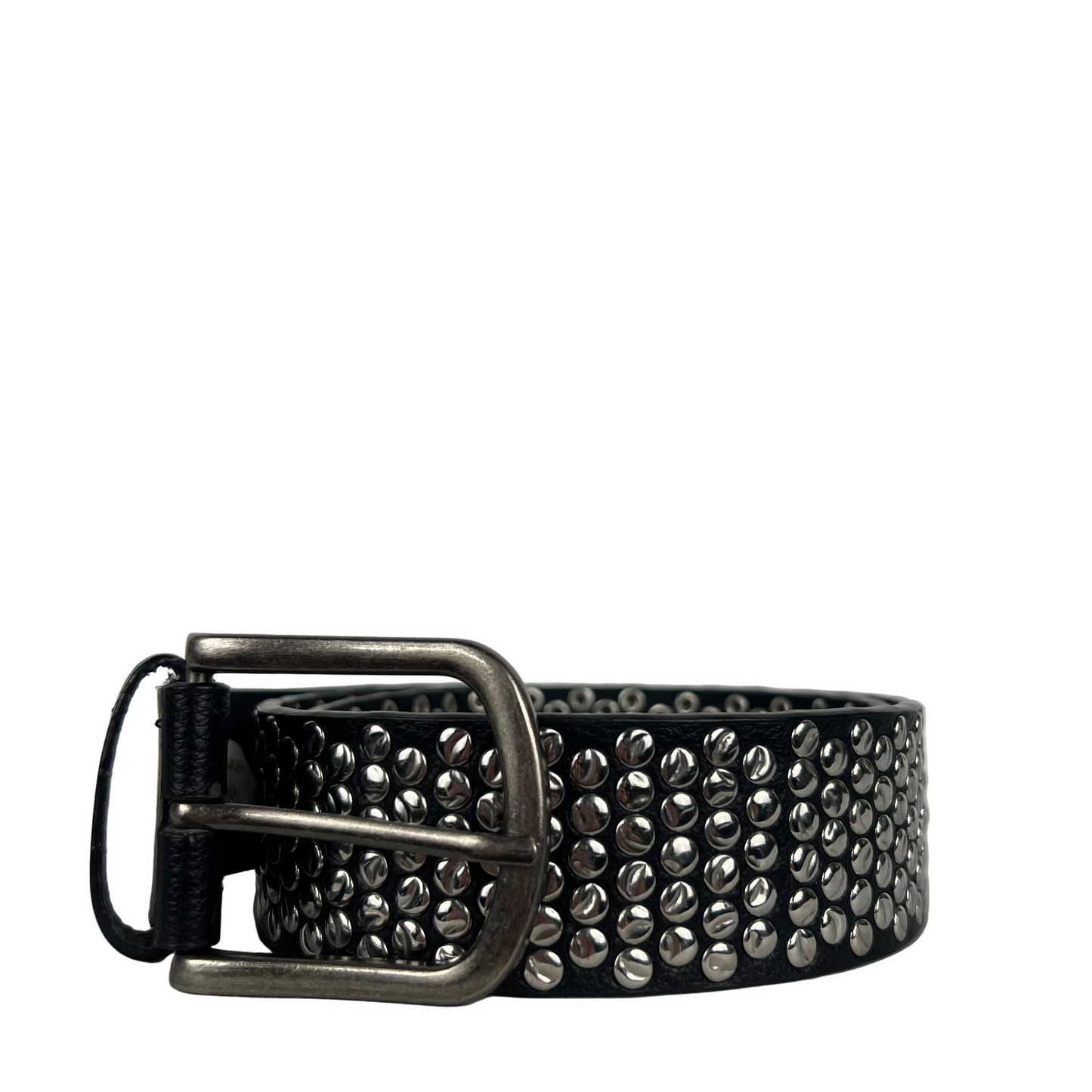 Studded Black Leather Belt- 28"-30"