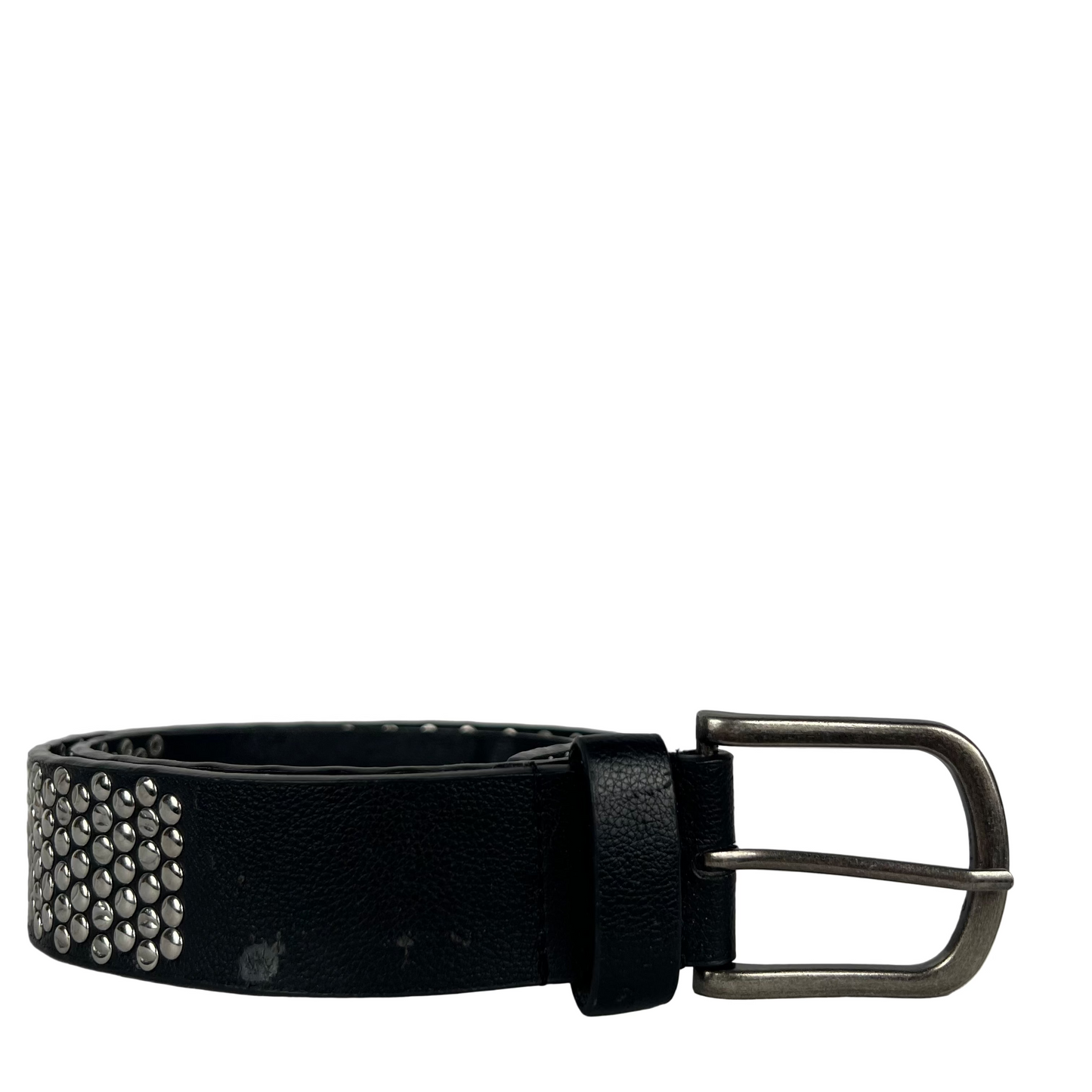 Studded Black Leather Belt- 28"-30"