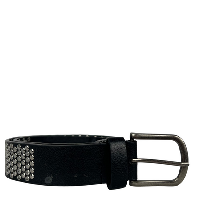 Studded Black Leather Belt- 28"-30"