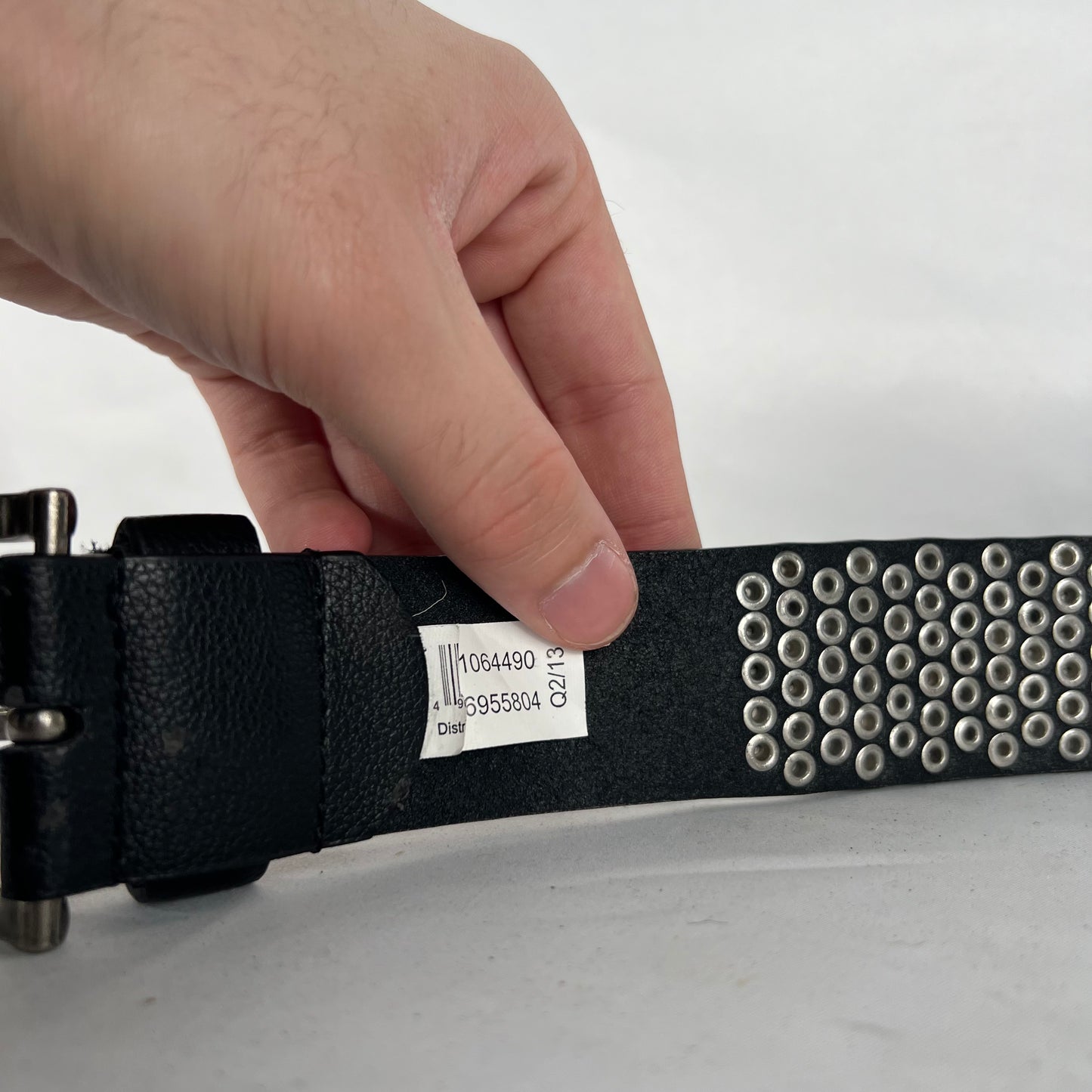 Studded Black Leather Belt- 28"-30"