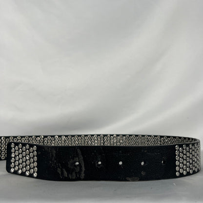 Studded Black Leather Belt- 28"-30"