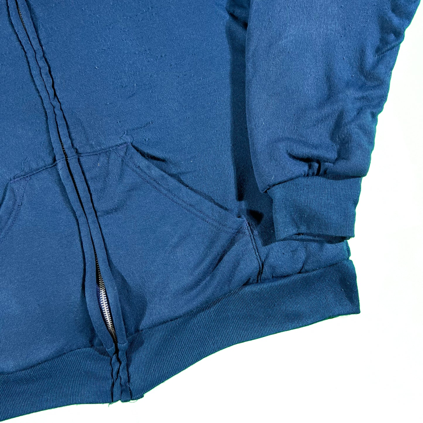 90s Boxy Waffle Lined Zip Up Hoodie- L