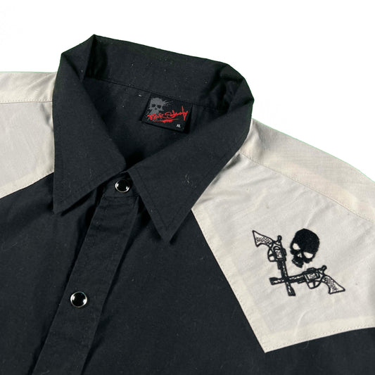 90s Skulls & Revolvers Pearl Snap Shirt- XL