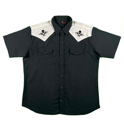 90s Skulls & Revolvers Pearl Snap Shirt- XL