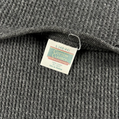 Vintage Dark Grey Waffle Knit Thermal- ONLY L LEFT