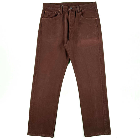 90s Brown w Reddish Tint Levi's 501 Denim- 31x29.5