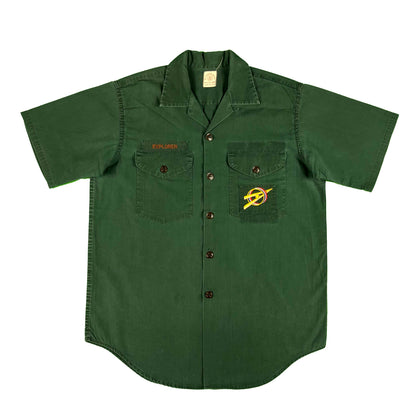 50s Boy Scouts Explorer Forest Green Loop Collar Shirt- M